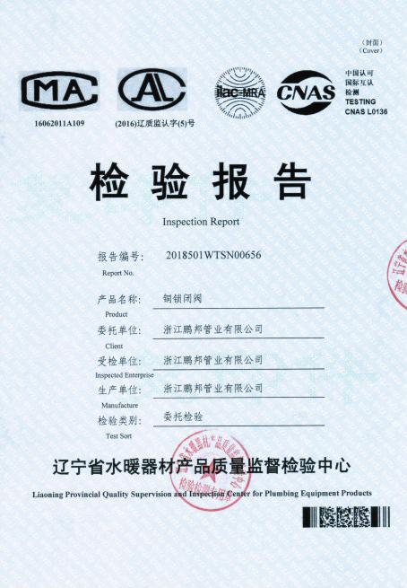 銅鎖閉閥檢驗(yàn)報(bào)告
